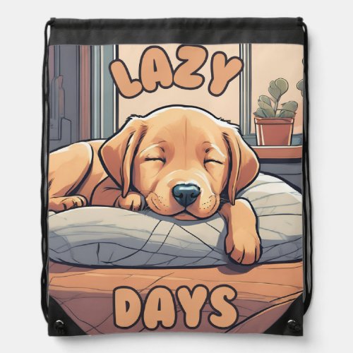 Lazy Days _ Puppy Drawstring Bag