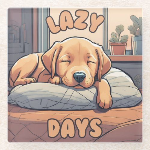 Lazy Days _ Puppy Glass Coaster