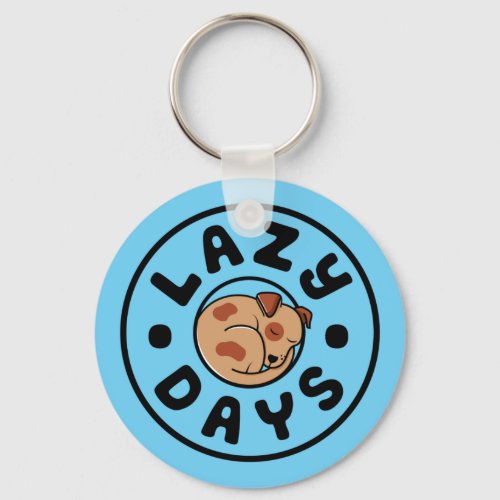 Lazy Dog Days Button Keychain