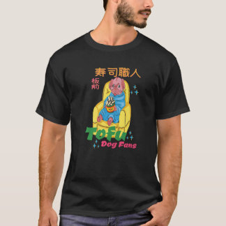 lazy dog eating Tofu Pun for Tofu fans Asian Vegan T-Shirt