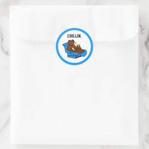 Lazy Easy Chair Bear, Funny Chillin’ Dad Cartoon Classic Round Sticker