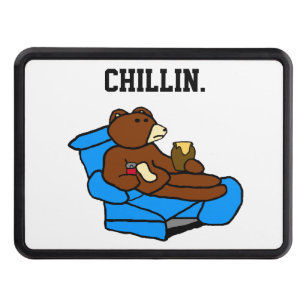 Lazy Easy Chair Bear, Funny Chillin’ Dad Cartoon Hitch Cover
