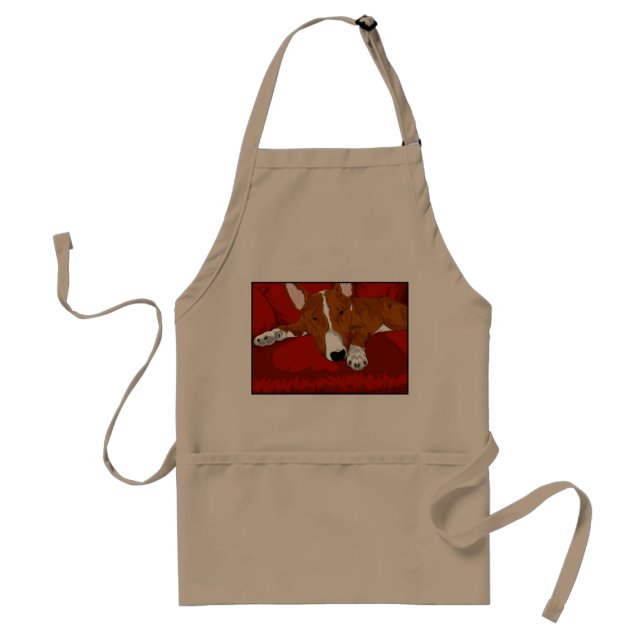 Lazy English Bull Terrier Dog breed Illsutration Adult Apron (Front)