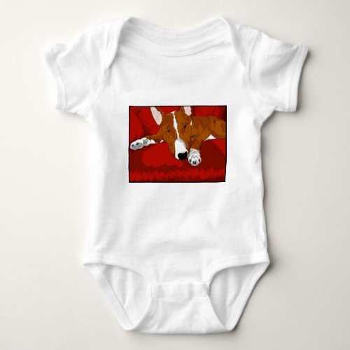 Lazy English Bull Terrier Dog Breed Illustration Baby Bodysuit