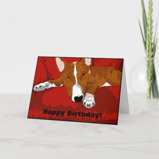 Lazy English Bull Terrier Dog Breed Illustration Card (Front)