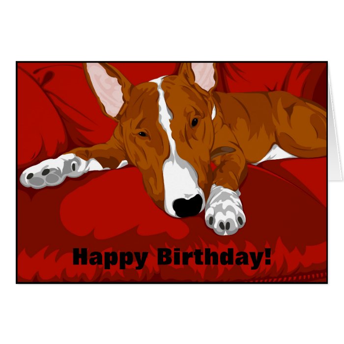 Lazy English Bull Terrier Dog Breed Illustration Greeting Cards