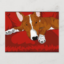 Lazy English Bull Terrier Dog Breed Illustration Postcard