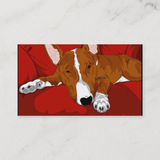 Customizable Lazy English Bull Terrier Pet Sitter Business Card Template