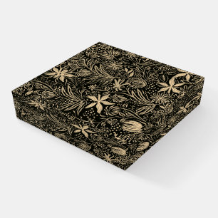Lazy Floral Pattern in Gold on Black Paperweight