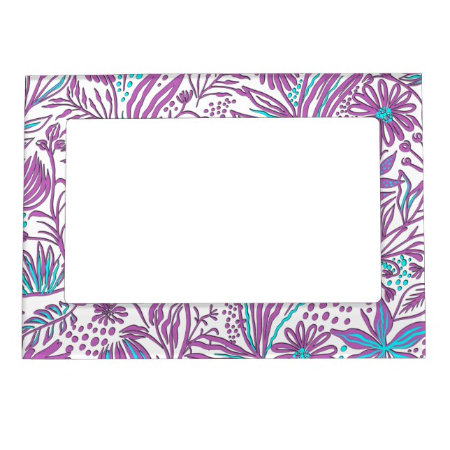 Lazy Floral Pattern on White  Magnetic Frame (Front)
