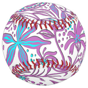 Lazy Floral Pattern on White Softball