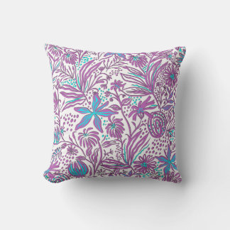 Lazy Floral Pattern on White  Throw Pillow