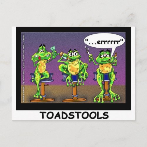 Lazy Frogs aka Toadstools Funny Gifts  Tees Postcard