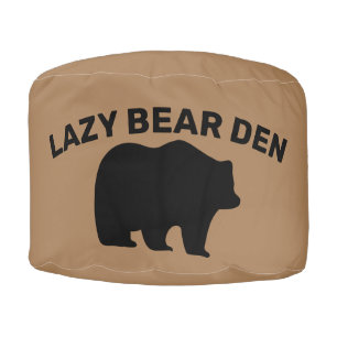 LAZY GRIZZLY BEAR CABIN DEN FUNNY POUF