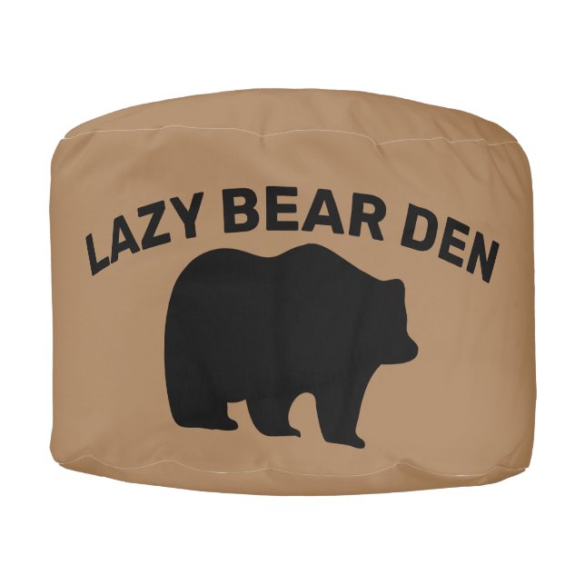 LAZY GRIZZLY BEAR CABIN DEN FUNNY POUF (Front)