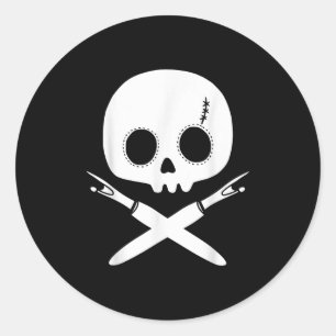 Lazy Halloween Costume Sewing Rate Skull Seam Ripp Classic Round Sticker