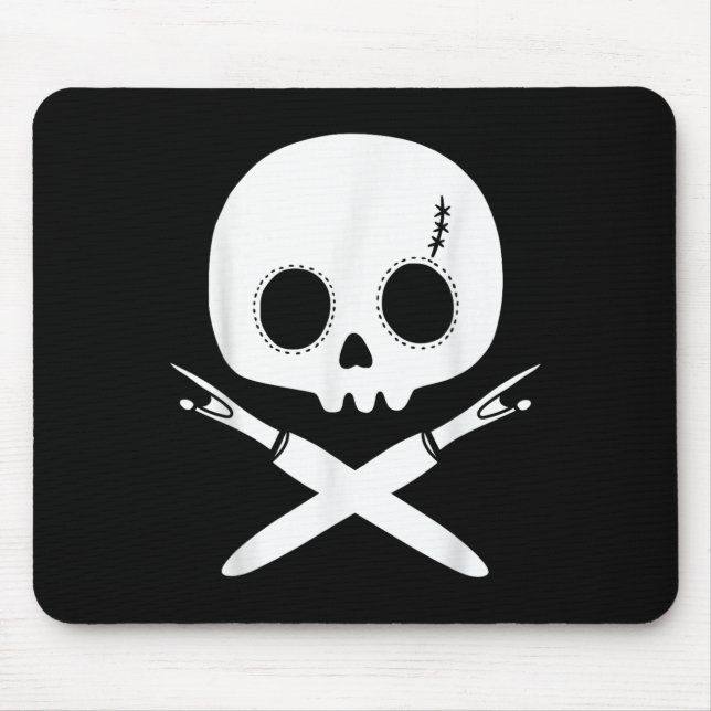 Lazy Halloween Costume Sewing Rate Skull Seam Ripp Mouse Pad (Front)