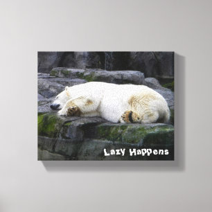 Lazy Happens Polar Bear Canvas Print
