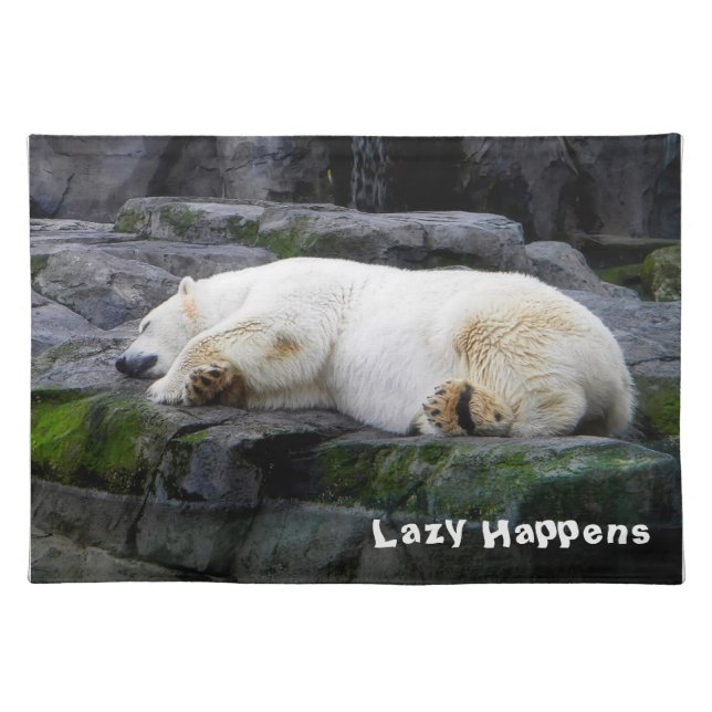 Lazy Happens Polar Bear Cloth Placemat (Front)