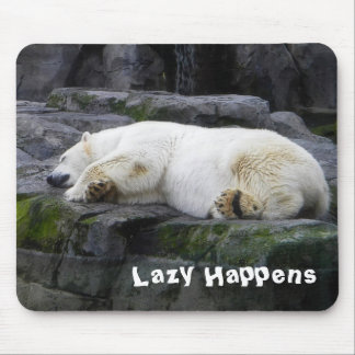 Lazy Happens Polar Bear Mouse Pad