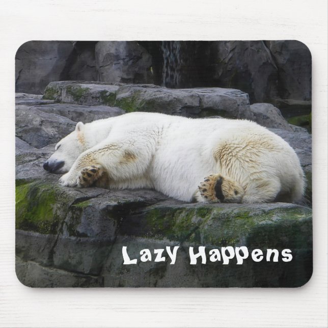 Lazy Happens Polar Bear Mouse Pad (Front)