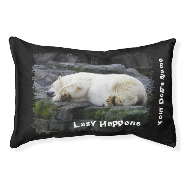Lazy Happens Polar Bear Pet Bed (Front)
