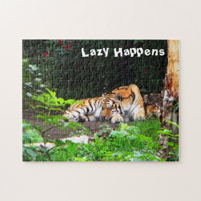 Lazy Happens Siberian Tiger Jigsaw Puzzle (Horizontal)