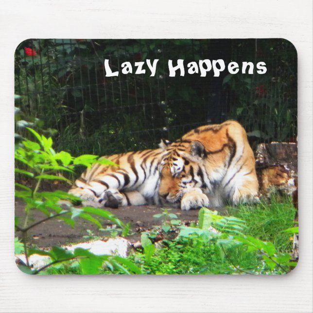 Lazy Happens Siberian Tiger Mouse Pad (Front)