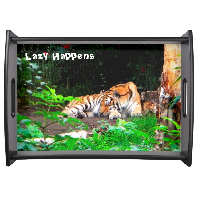 Lazy Happens Siberian Tiger Serving Tray (Front)