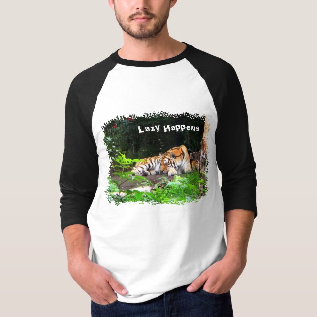 Lazy Happens Siberian Tiger T-Shirt (Front)