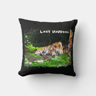 Lazy Happens Siberian Tiger Throw Pillow