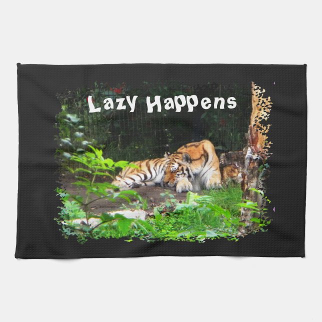 Lazy Happens Siberian Tiger Towel (Horizontal)