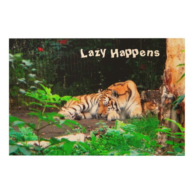Lazy Happens Siberian Tiger Wood Wall Decor (Front)
