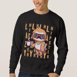 Lazy Hipster Sloth Coffee Mustache Glasses Sweatshirt