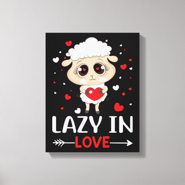 Lazy in Love Sheep for Valentine's Day Singles Canvas Print (Front)