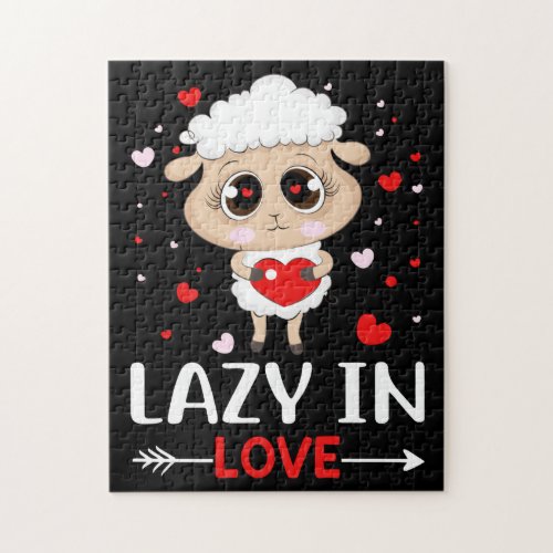 Lazy in Love Sheep for Valentines Day Singles Jigsaw Puzzle