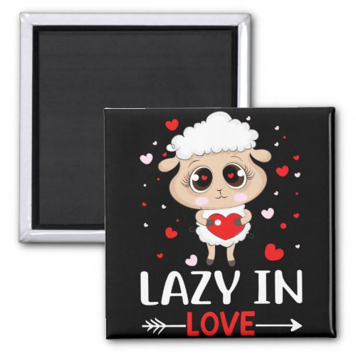 Lazy in Love Sheep for Valentines Day Singles Magnet