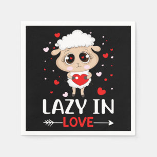 Lazy in Love Sheep for Valentine's Day Singles Napkins