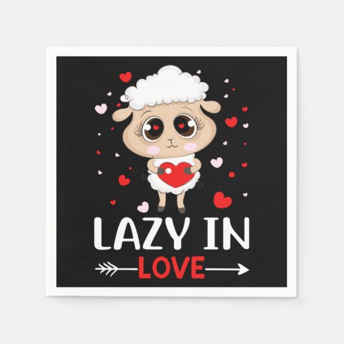 Lazy in Love Sheep for Valentines Day Singles Napkins