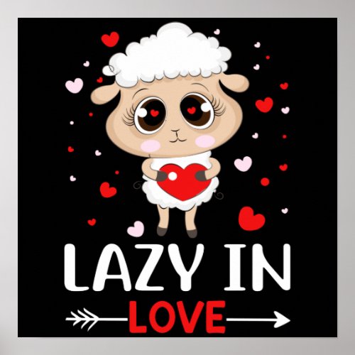 Lazy in Love Sheep for Valentines Day Singles Poster