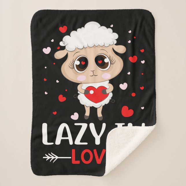 Lazy in Love Sheep for Valentine's Day Singles Sherpa Blanket (Front)