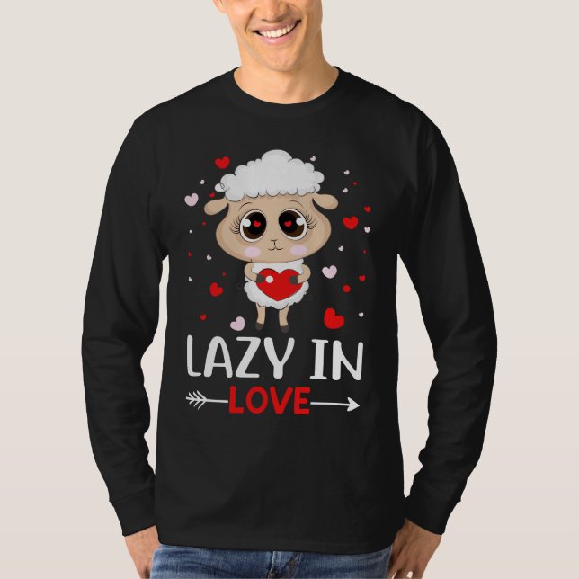 Lazy in Love Sheep for Valentine's Day Singles T-Shirt (Front)