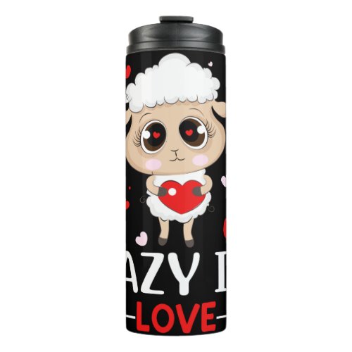 Lazy in Love Sheep for Valentines Day Singles Thermal Tumbler
