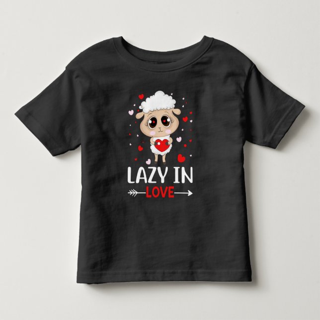 Lazy in Love Sheep for Valentine's Day Singles Toddler T-shirt (Front)