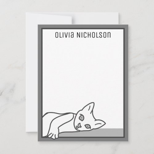 Lazy Kitten Whimsical Personalized Note Cards