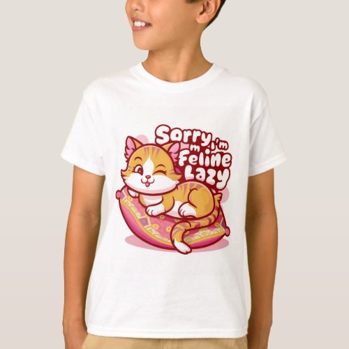 Lazy Kitty Vibes Cartoonish T_Shirt Design