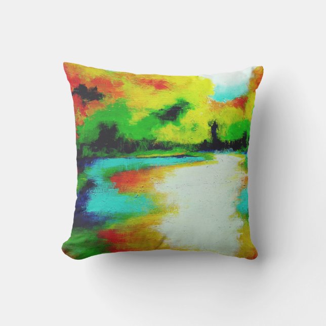 Lazy lake sunsets throw pillow (Front)