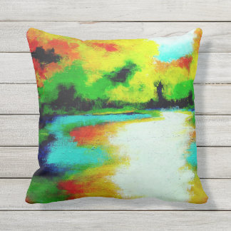 Lazy lake sunsets throw pillow