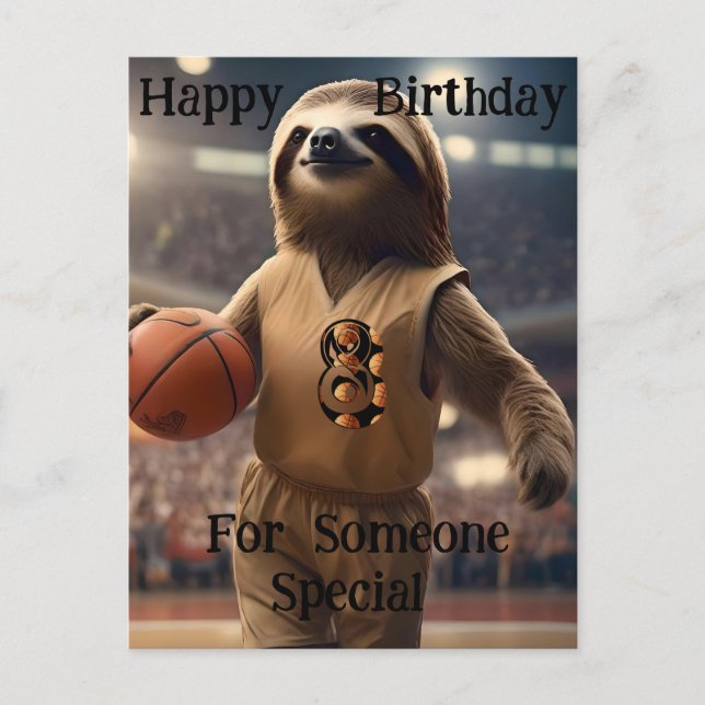 "Lazy Layups: A Sloths Game" Birthday Postcard (Front)