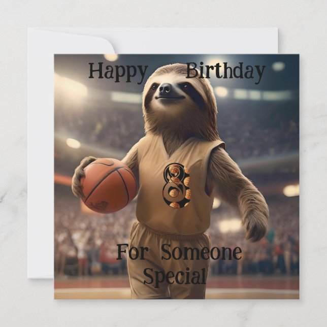 "Lazy Layups: A Sloths Game" Flat Birthday Card (Front)